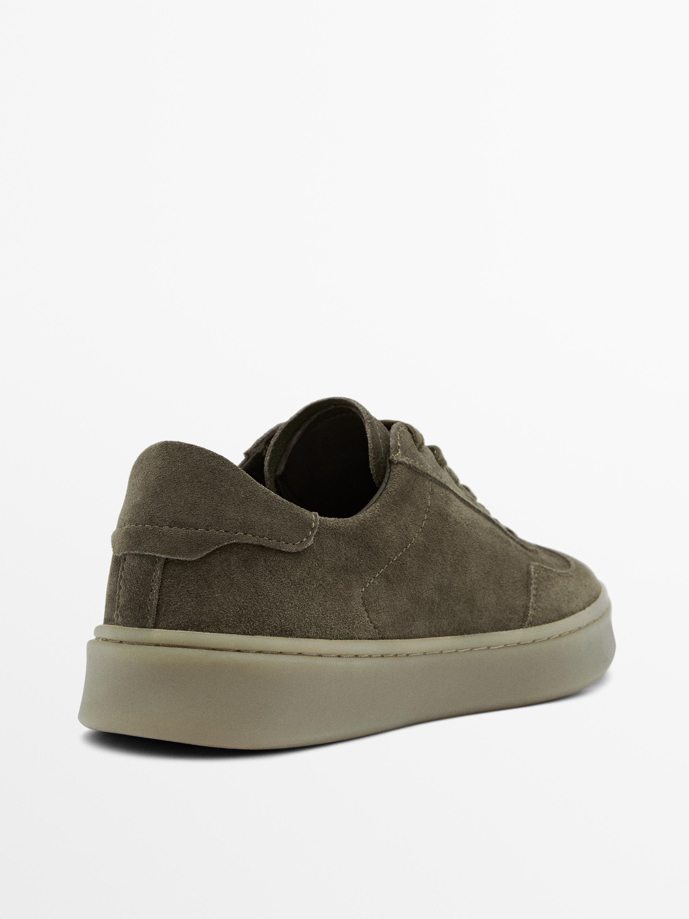 Split suede leather trainers